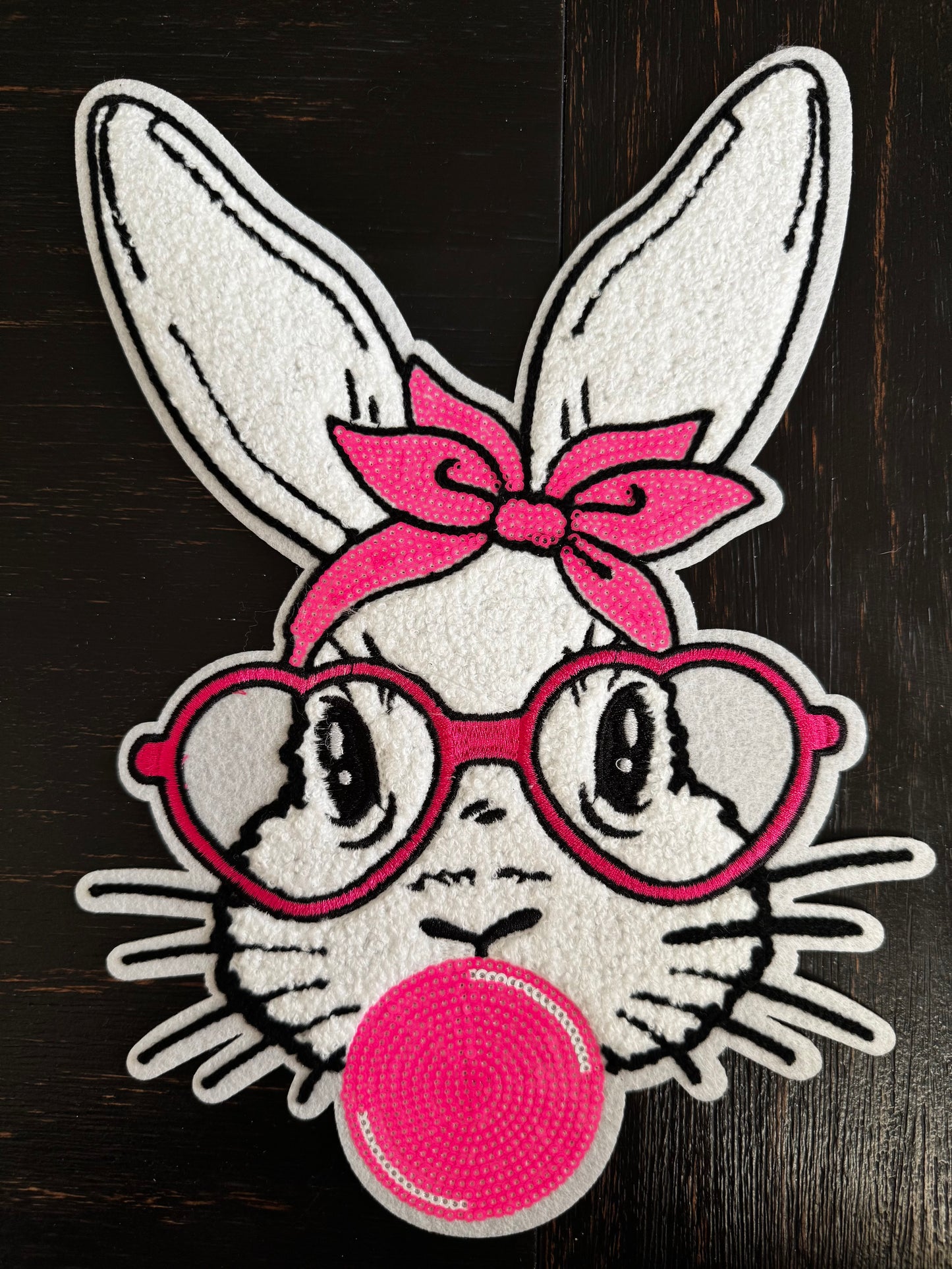 Easter Bunny with Bubble Gum Sequins and Chenille Patch