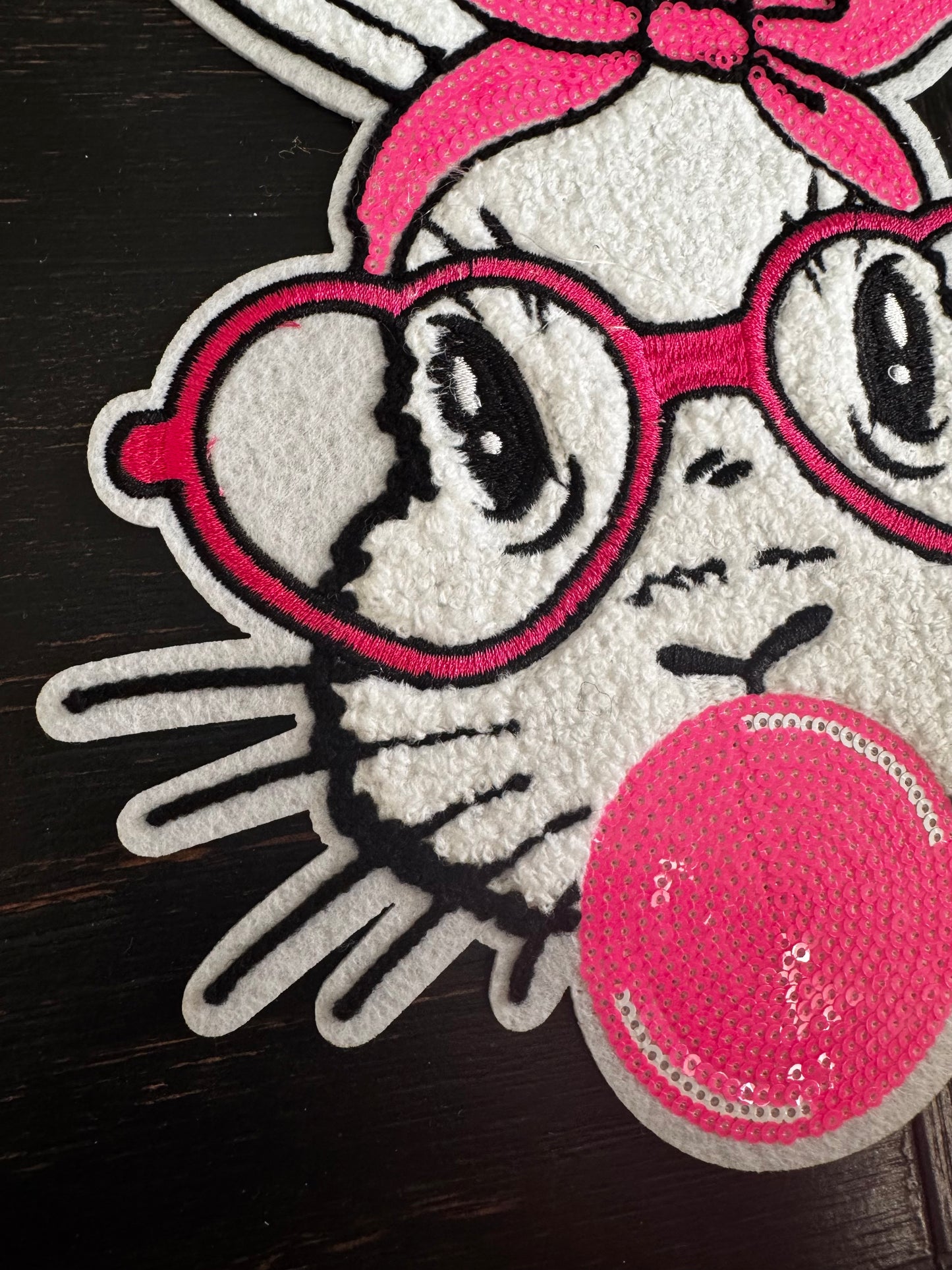 Easter Bunny with Bubble Gum Sequins and Chenille Patch