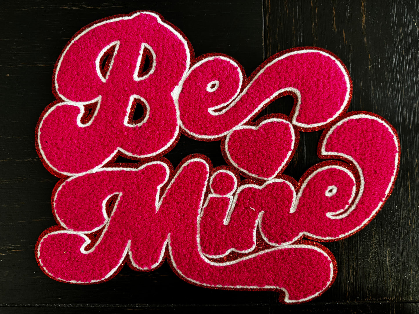 Pink Red Be Mine Chenille Patch