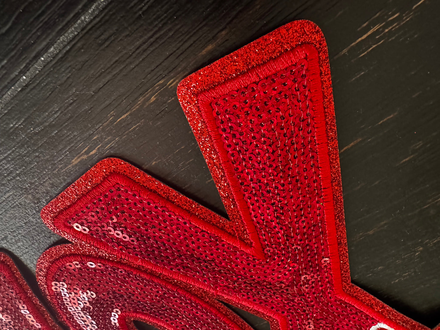 XOXO Red Black Sequin Chenille Patch