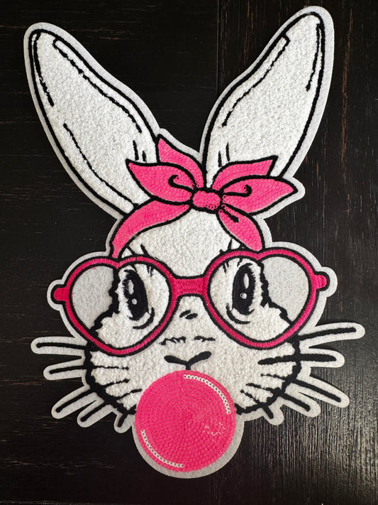 Easter Bunny with Bubble Gum Sequins and Chenille Patch