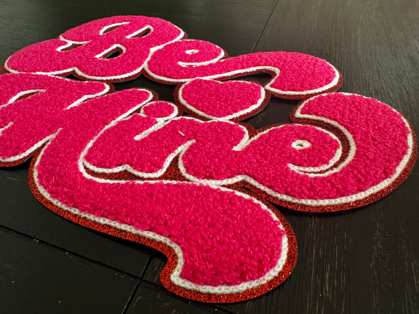 Pink Red Be Mine Chenille Patch