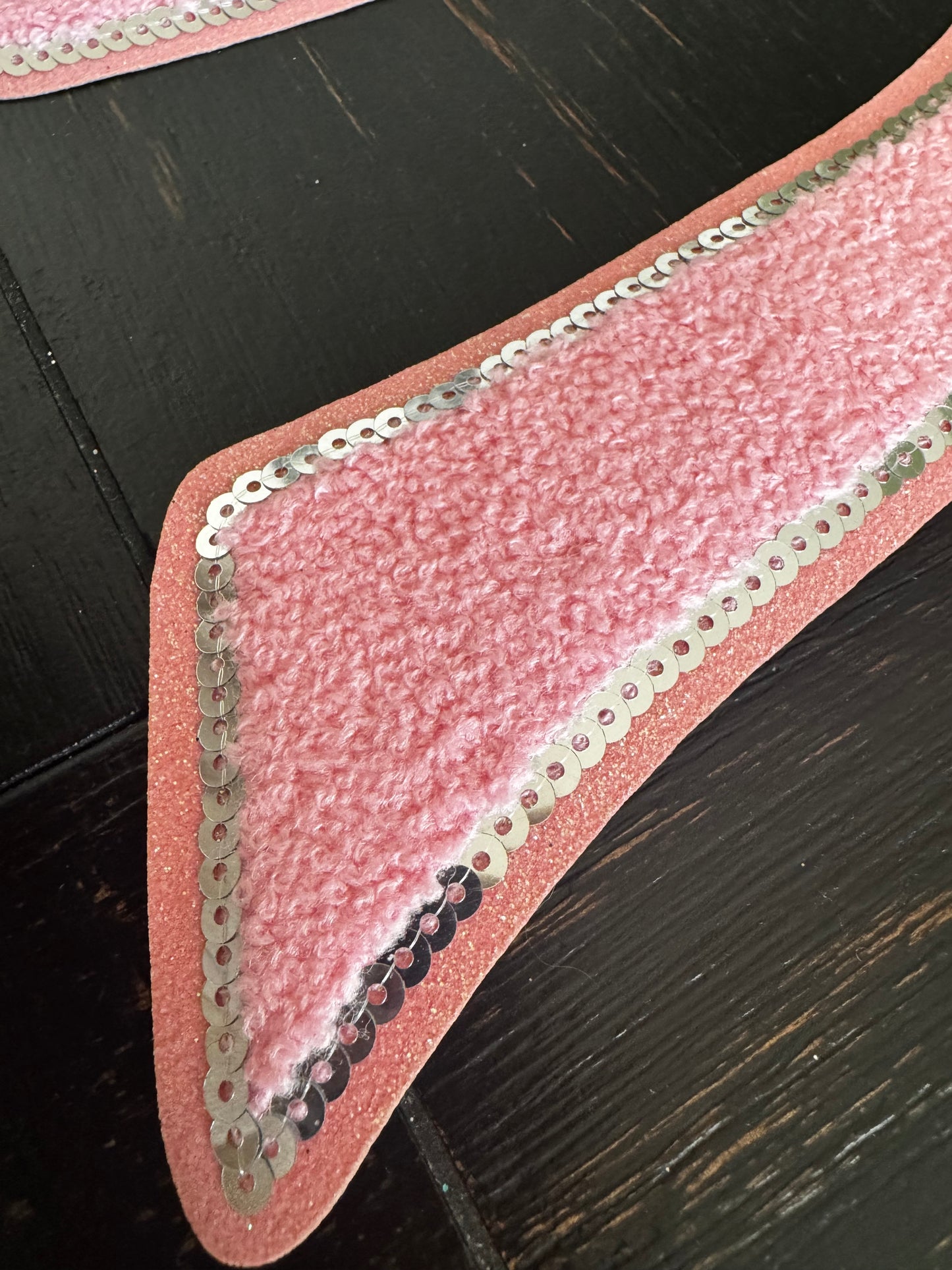 Pink Bow Chenille and Sequins Patch